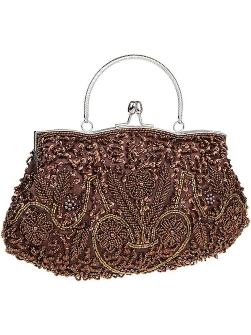 Elegant Satin Evening Clutch Bag with Beaded Sequins - Perfect for Weddings
